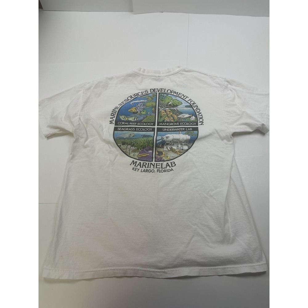 Vintage Key Largo Marine Shirt Mens Large Ocean Reef Lab 90s Single Stitch